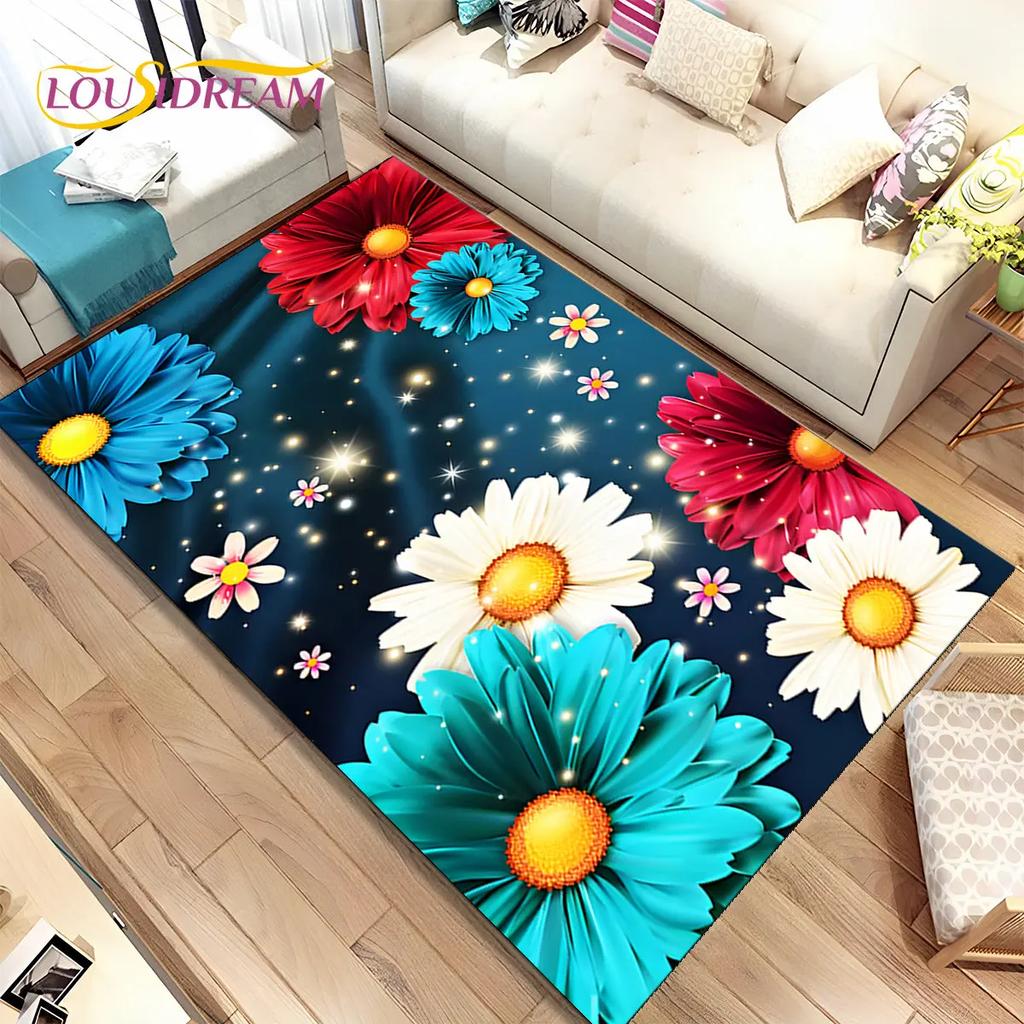 Nordic 3D Daisy Flower Area Rug,Carpet Rug for Home Living Room Children Bedroom Sofa Doormat Decor,kids Play Non-slip Floor Mat