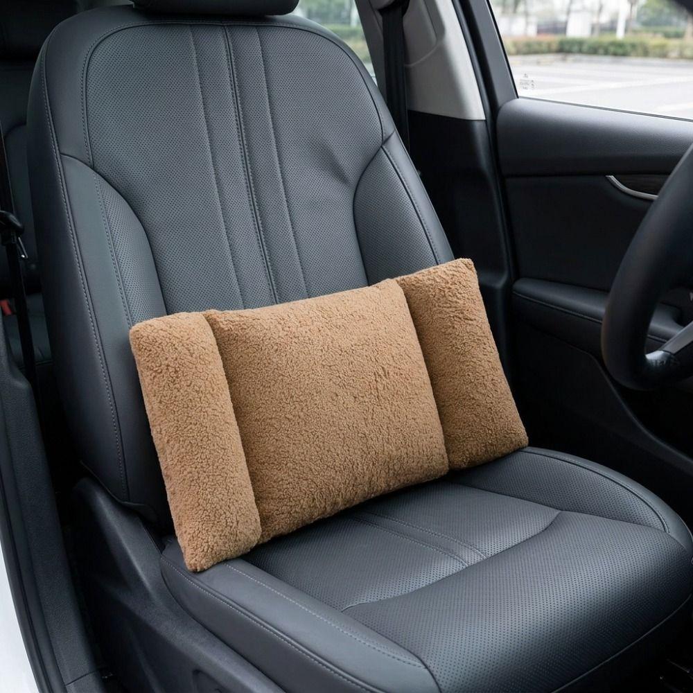 Simple Ergonomic 3-Segment Lumbar Pillow Soft Extended Waist Cushion Fleece Solid Color Car Seat Cushion Office Chair