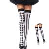 Clown Asymmetrische Gestreifte Gedruckte Overknee Lange Socken Halloween Oberschenkel Hohe Strümpfe Cosplay Kostüm Strumpfhosen für Frauen