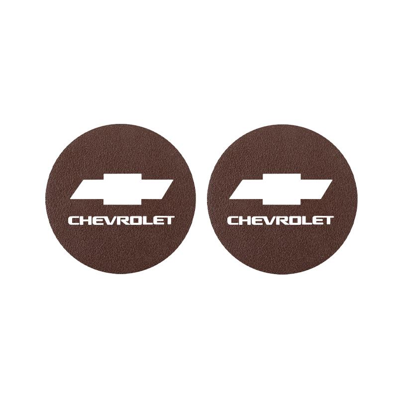 2Pcs Leather Car Coaster Anti-Slip Water Cup Mat For Chevrolet Cruze Malibu Colorado Suburban Equinox Blazer Trax Camaro Spark