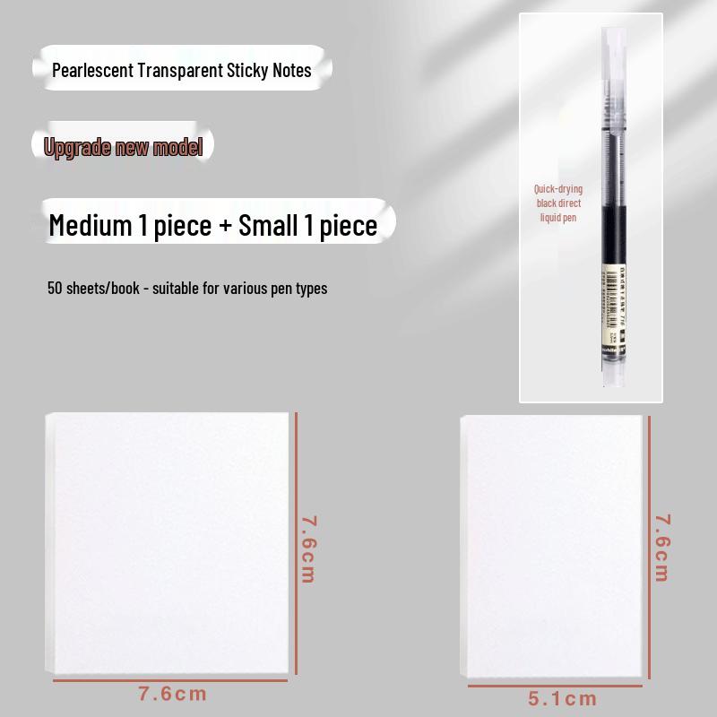 Waterproof Transparent Sticky Notes for Students - Quick-Drying Memo Pad for Exams & Note-Taking