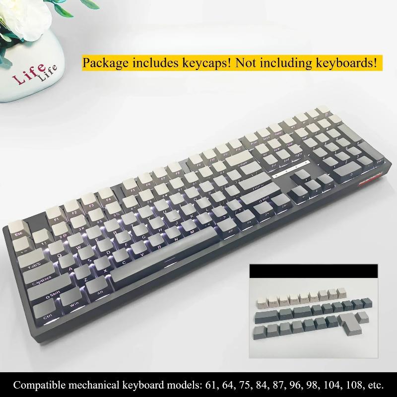 2025 Good Gradient Keycaps Side Printed Shine Through PBT Double Shot OEM Profile for MX Switches Gaming Keyboard 130+key Caps