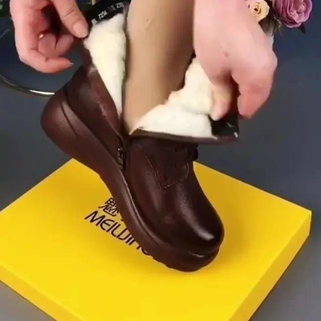 New Luxury Women's Boots Leather Ankle Boots Designer Women's Shoes Warm and Comfortable Retro Women's Casual Shoes Botas Mujer