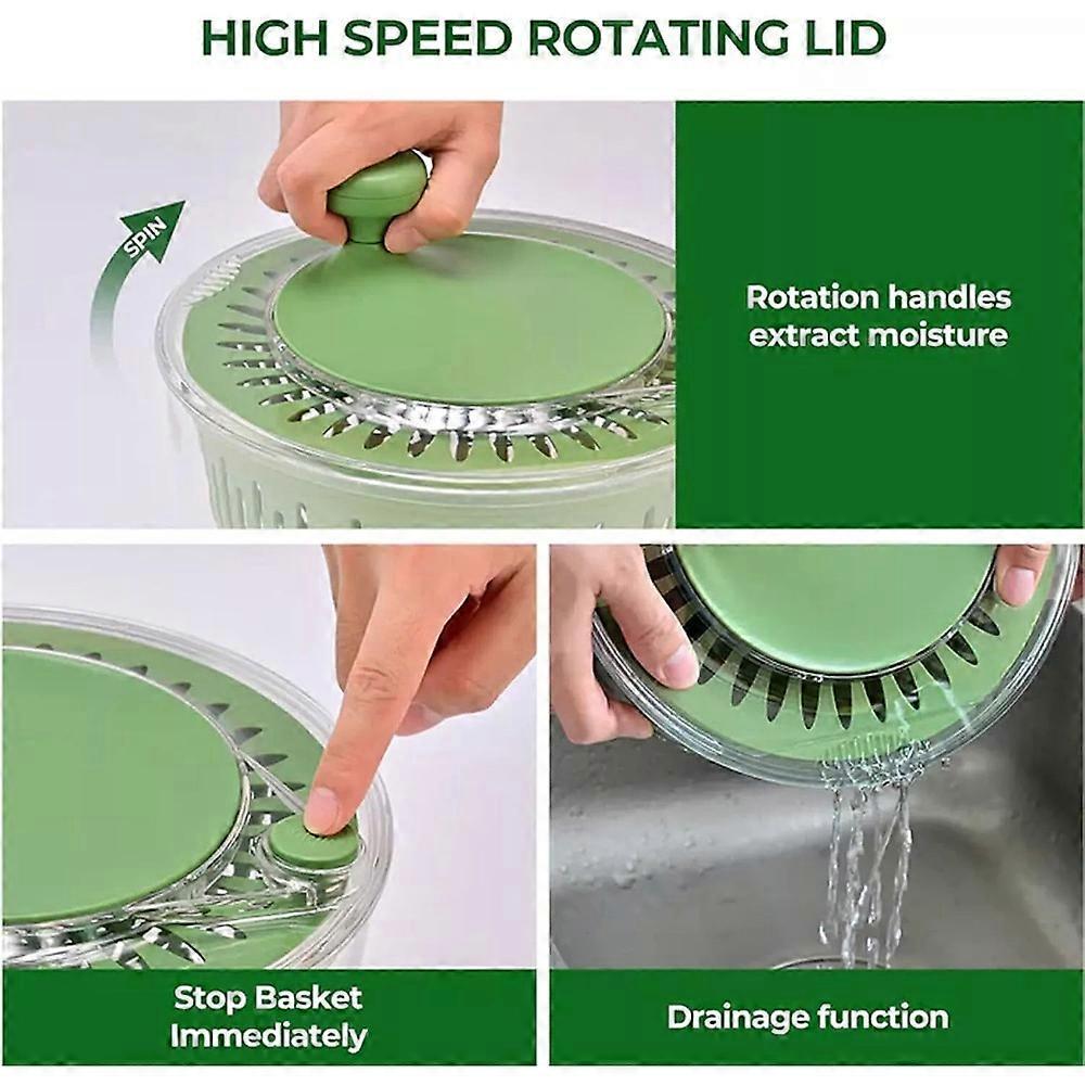 5 In 1 Vegetable Spin Chopper, Salad Spinner with Slicer, Lettuce Spinner Dryer