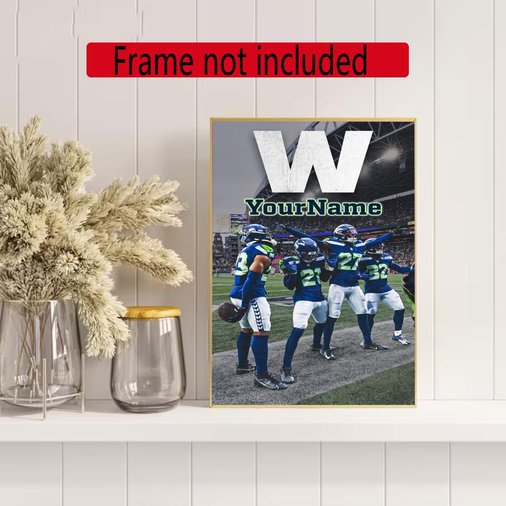 Seattle Seahawks Personalized Text Diamond Painting Round Diamond Mosaic Rhinestones Diamond Embroidery Craft Kit Wall Decor Without Frame