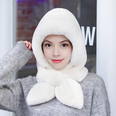 Yousheng Women Hat Solid Color Elastic Knitted Warm Winter Hat with Scarf Outdoor Activities Travel Accessories