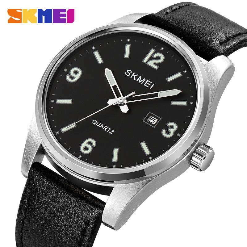 Stylish Simple Digital Scale Calendar Quartz Men's Watch Leather Strap Business Watch Watch