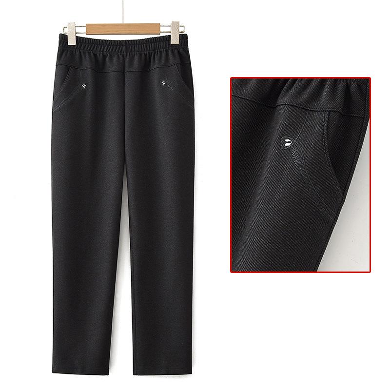 

Mom s Fashionable High-Waisted Slimming Pants for Spring and Autumn - Versatile Long Casual Wear for Middle-Aged and Elderly Women 4XL (130-145 kg) чорний