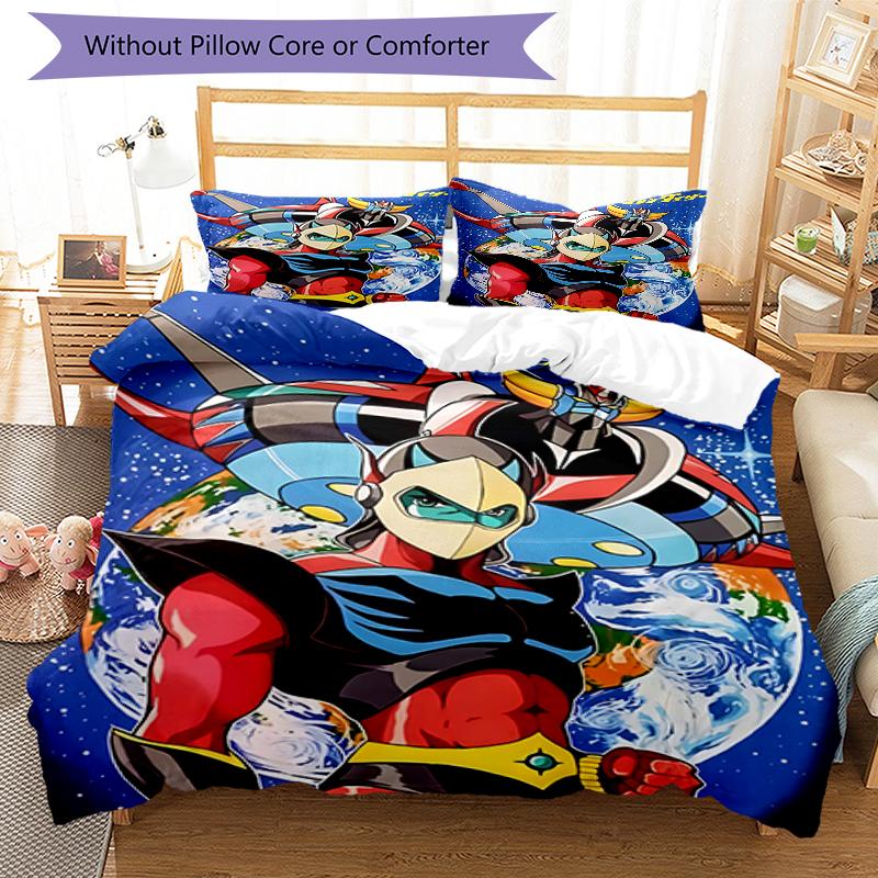 3pcs UFO Robot Grendizer7 Design Cover Set - HD Printed Bedding with 1 Cover and 2 Pillowcases - Perfect for Home and Dorm Decor