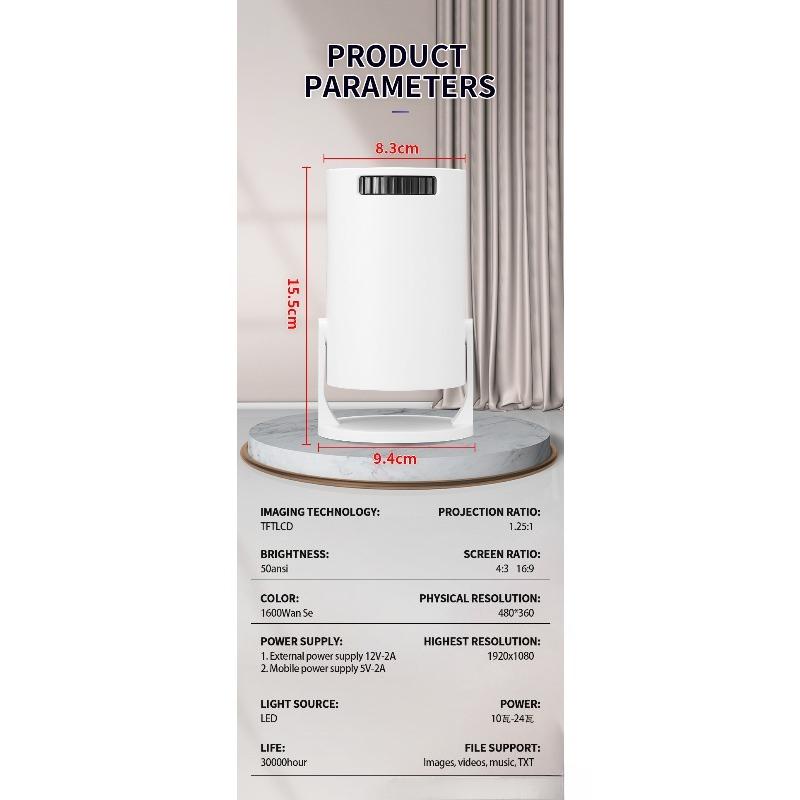 The New M5 Wireless WIFI Same Screen Mobile Phone Can Be Connected To TYPE-C Cable Power Bank Portable Projector