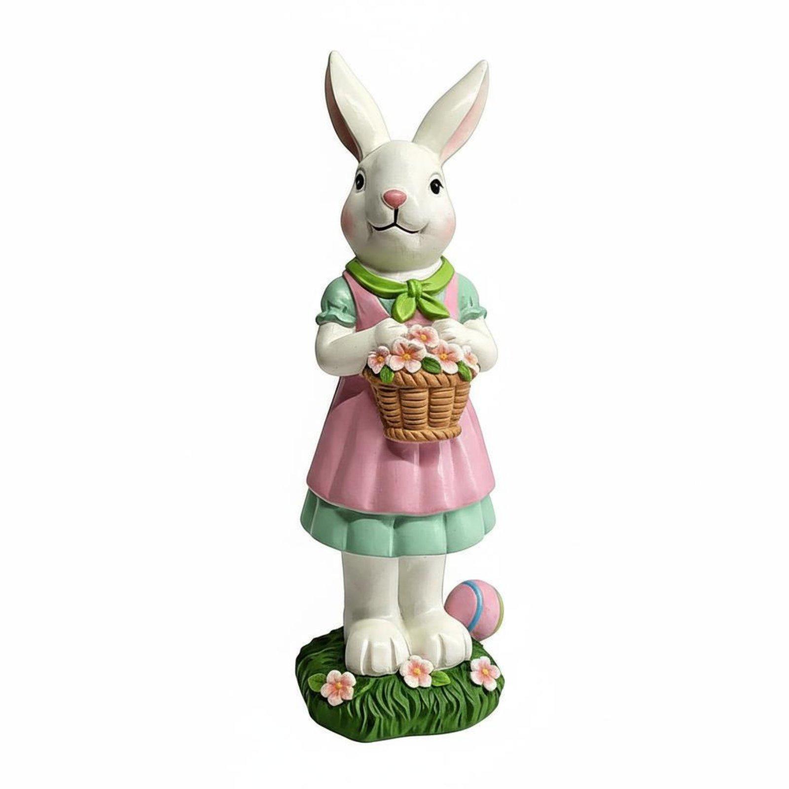 Easter Hare Figurine Adorable Design Resin Hare Figurine Set Resin Hare Statue Detailed Craftsmanship for Entryway, Outdoor