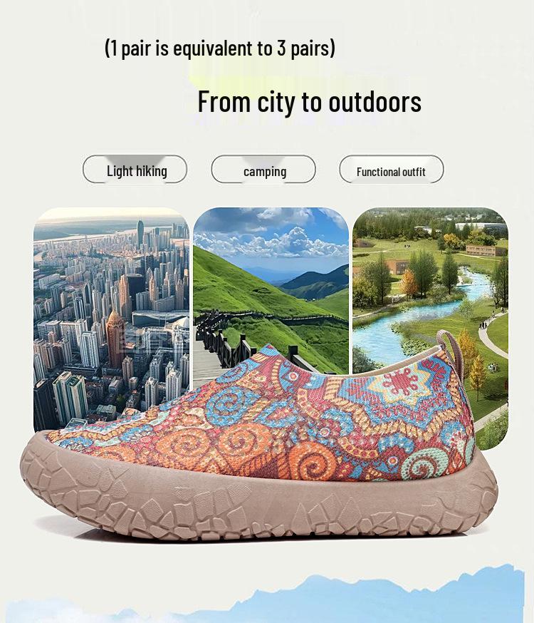 Scarpe da donna slip-on in rete con stampa graffiti di frutta estiva
