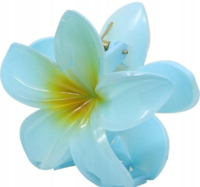 Spinka Włosów Klips Niebiesko-Żółty Kwiat Wiosna Karnawał Hawaje Aloha 8Cm