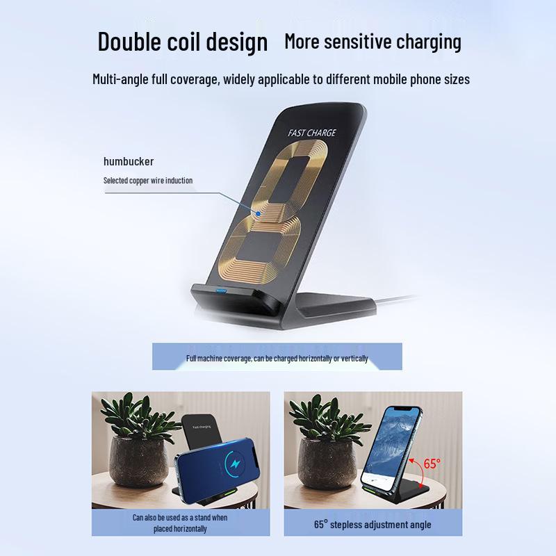 Foldable 15W Fast Wireless Charging Stand for Apple & Huawei Phones