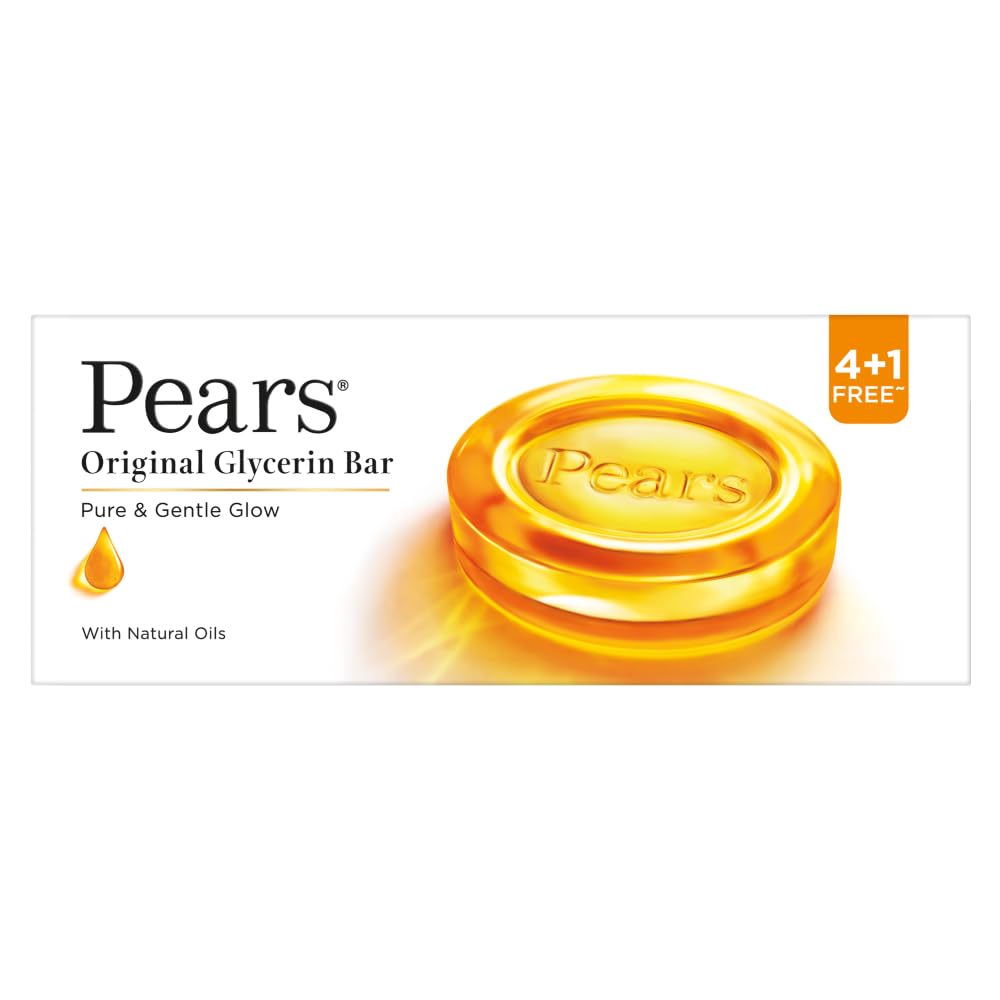 Pears Original Glycerin Soap Bar - Pure & Gentle Glow | With 98% Pure Glycerin | For Hydration & Glow125gms X 5