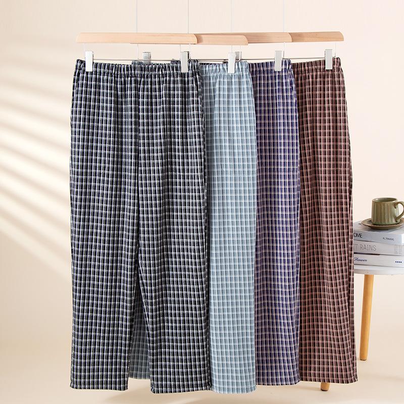 Men's Fall Winter Warm Pajama Bottoms Plaid Pajamas Pants for Men Soft Long Lounge Sleepwear Woven Pj Sleep Pant with Pockets Outdoor Casual Pants
