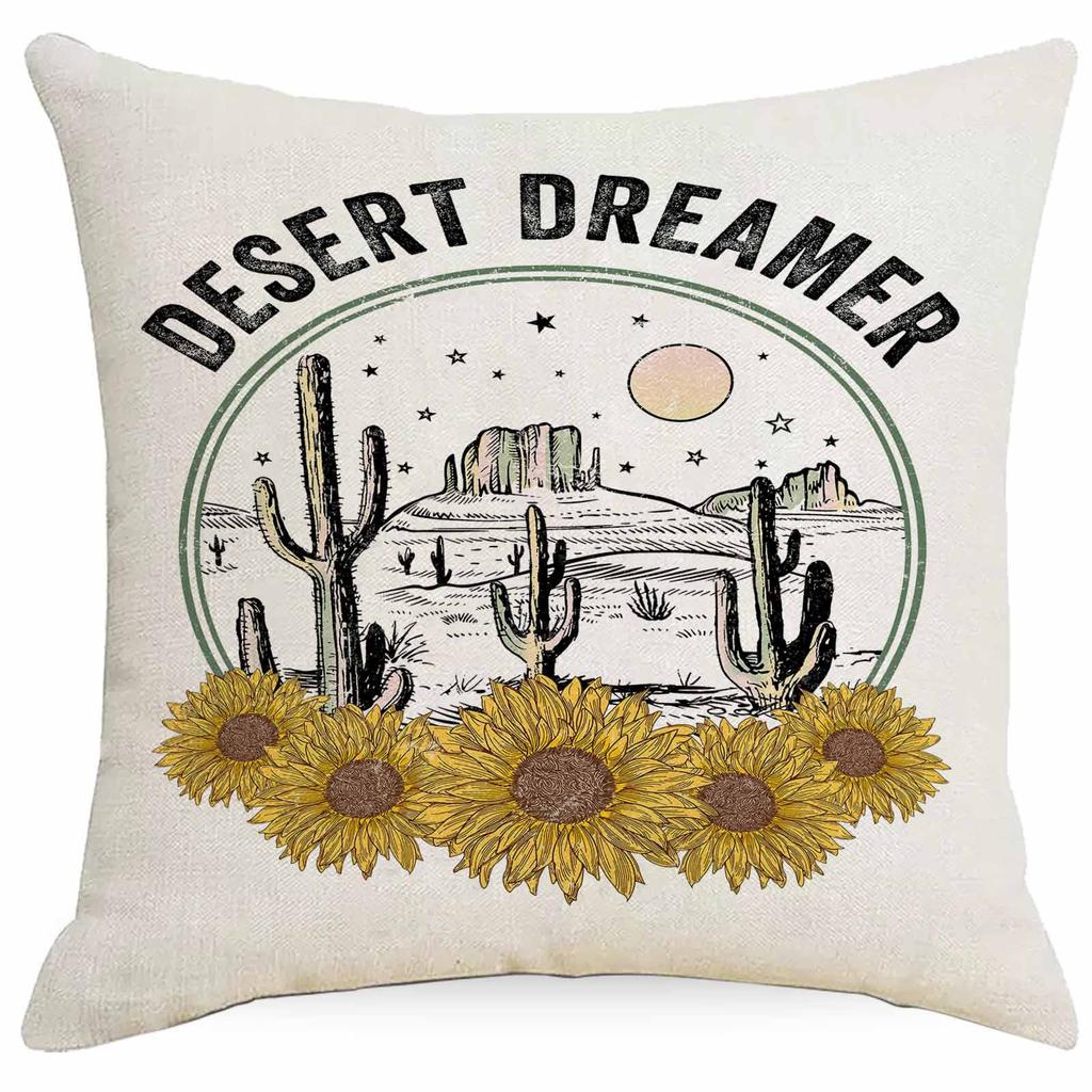 Western Summer Butterfly Bee Flower Pillowcase Home Sofa Cushion Pillowcase Decoration