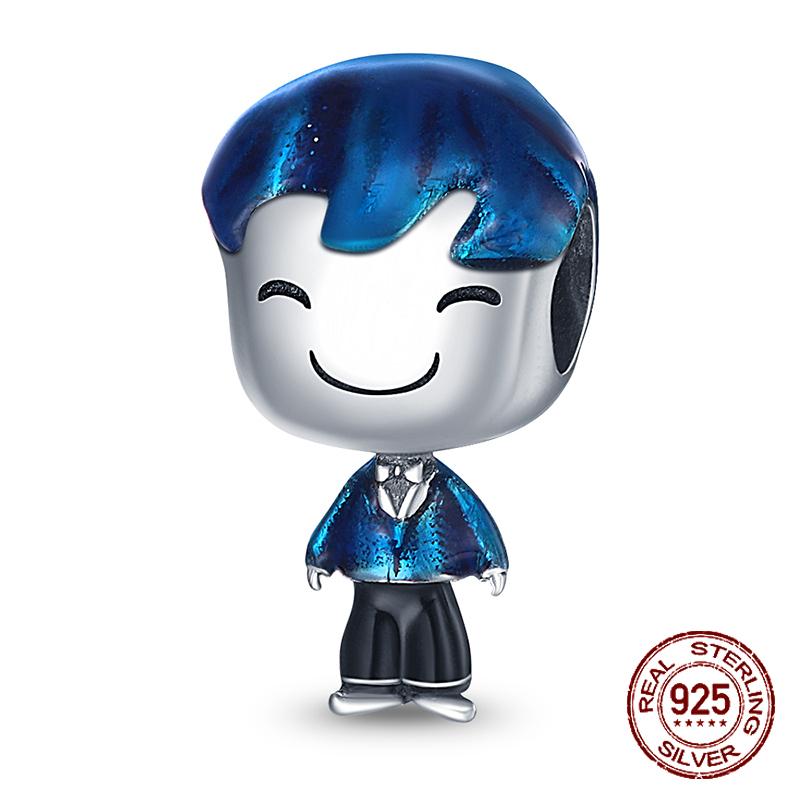 925 sterling copper boys and girls lovers pendant charms Fit 4MM hole diameter bracelet charm beads necklace Diy female Zircon