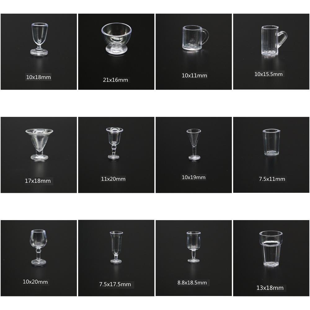 10Pcs/Set Red Wine Glass Dollhouse Wine Glass Dollhouse Miniature Glass Cup  Scene Ornament