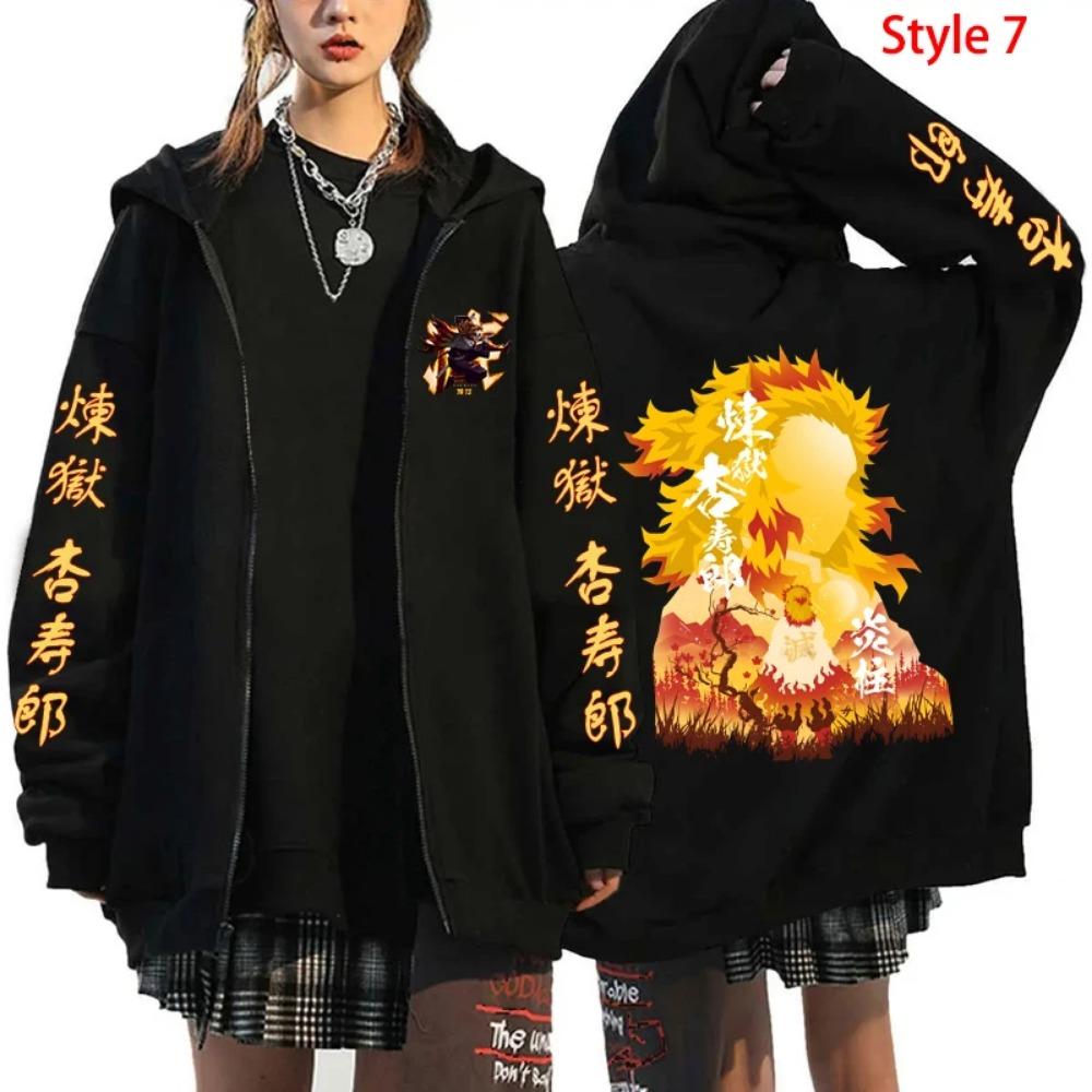 New Anime Printed Zipper Hoodie Men's and Women's Autumn/Winter Fashion Long Sleeve Hoodie Casual Zipper Sweatshirt