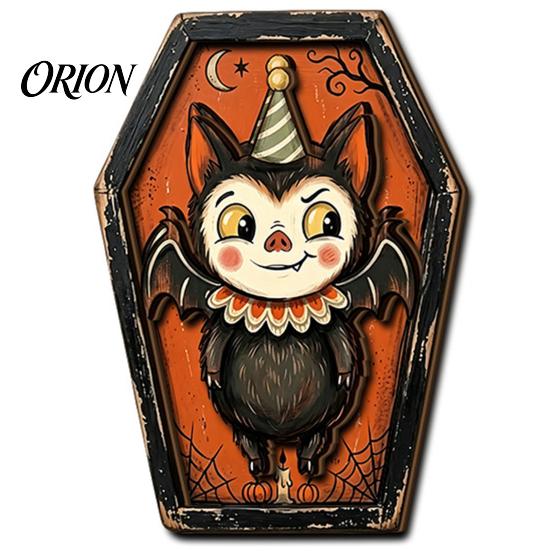 Entrance Door Hanging Signs Vintage Halloween Wooden Decor, Coffin-Shaped Tabletop Ornaments, Freestanding & Decorations for Home Ornament Mantel