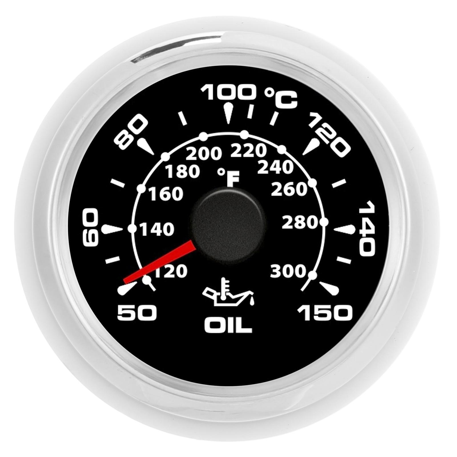 

2in Digital Oil Temperature Gauge 361‑19Ohm 50‑150 celsius Display 8 Colors Backlight Black Dial Silver Bezel