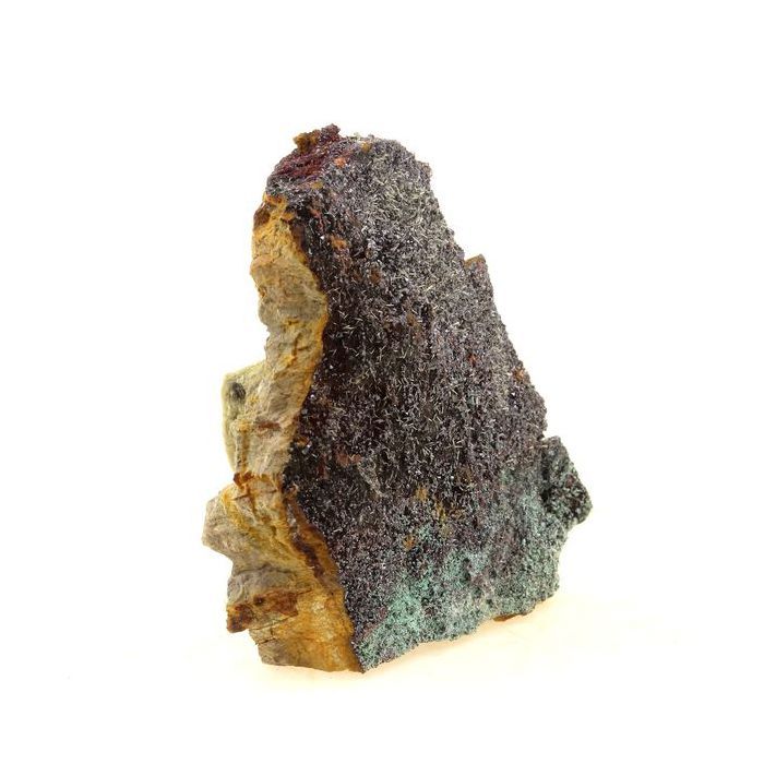 Pierres et Minéraux. Mimetite, Cuprite, Malachite. 99.0 ct. Rouez mine, Sarthe, France.