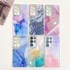 Electroplated IMD marble pattern is suitable for Samsung S25ULTRA mobile phone case S24FE fine hole gradual change smudge A26/56