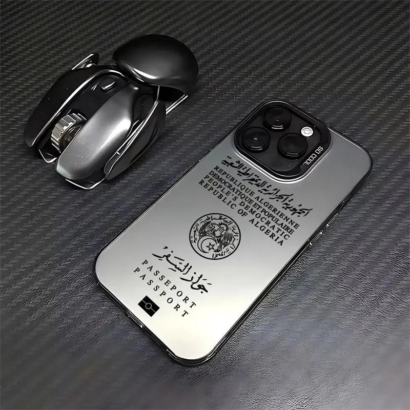Algeria Passport Phone Case For iPhone 16 14 Pro Max 15Plus 11 13 12 16e SE3 7 8 XS XR Candy Matte Letter Shockproof Cover Coque