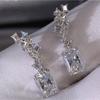 2025 New Trendy Irregular Zircon  SIlver Needle Stud Earrings For Women Anniversary Gift  Wholesale