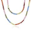Collana girocollo da donna di lusso, a catena geometrica, a forma di cuore, colorata arcobaleno, con zirconi cubici