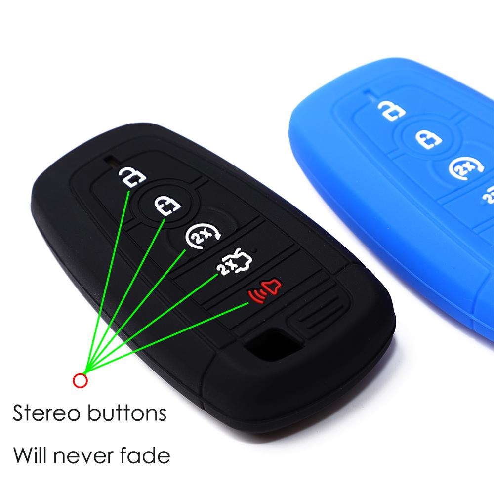 Key Fob Silicone TPU Cover Protective Case Fits for Ford F150 Edge Mustang Fusion Ecosport Explorer Expedition 5 Button