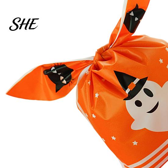 Transparent Cookie Bags with Drawstrings 48 Pcs Halloween Candy Bags, Kids Trick or Treat Goodie Cute Rabbit Small Containers for Party Ear