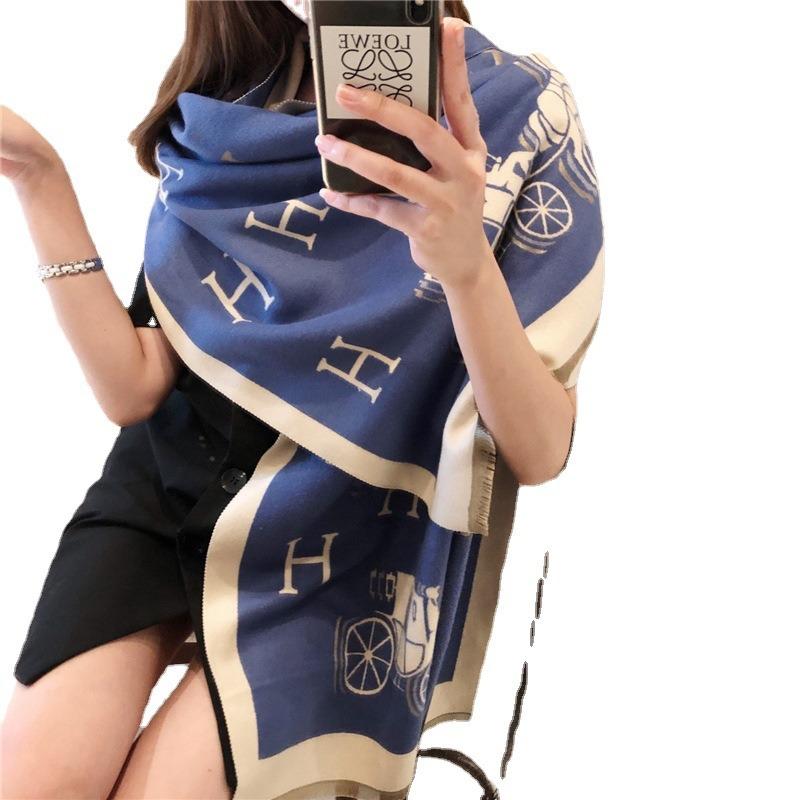 New Tassel Scarf Women's Extended Warm Large Size Shawl Winter Letter Carriage Scarf One Piece