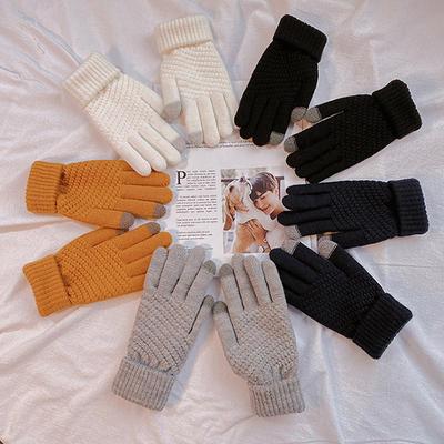 Womens Cashmere Knitted Winter Gloves Women Autumn Winter Warm Thick Touch Screen Skiing Outdoor Cycling Glove