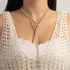 Bohemian Style Moon Pendant Drawstring Necklace, Adjustable Velvet Rope Y-Shaped Choker, Vacation Style Jewelry