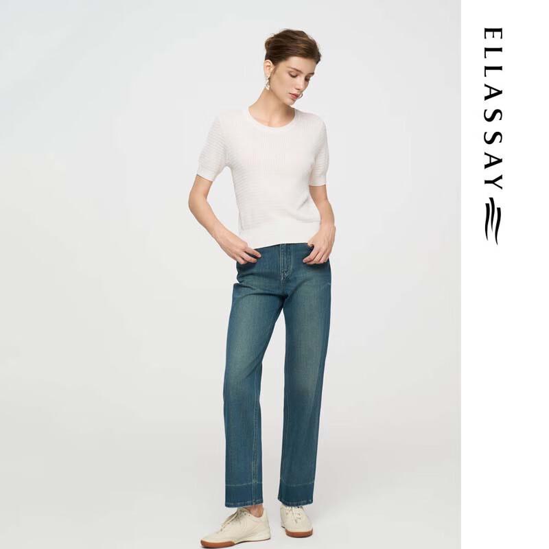 ELLASSAY Women's High-Waist Straight Jeans