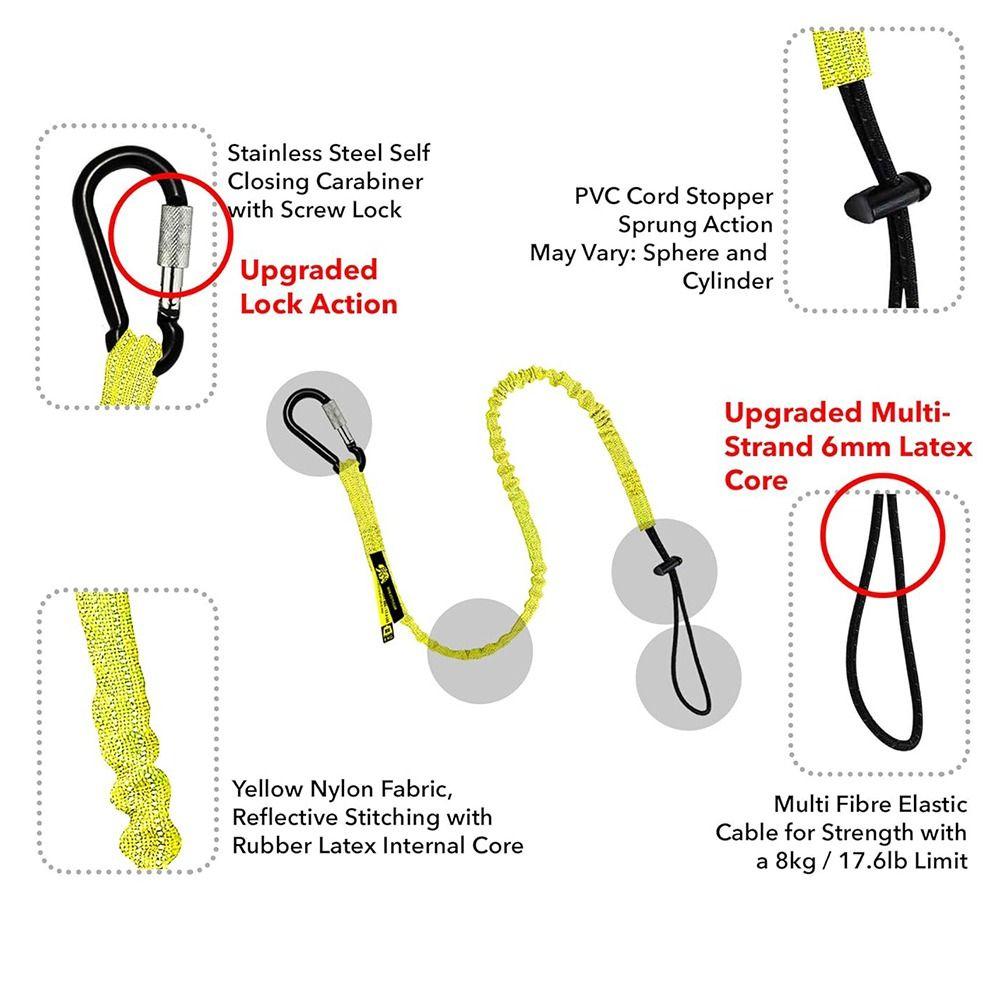 Portable Tool Lanyard with Buckle Strap Anti-Falling Tool Tether Safety Rope Clip Bungee Cord Work