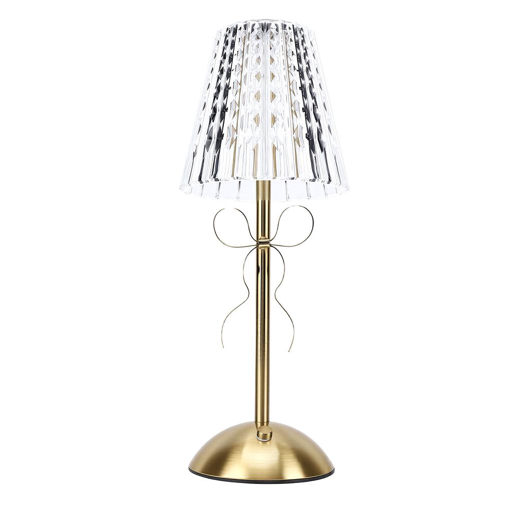 Table Lamp Cordless Rechargeable Vintage Desk Lamp with Bow for Bedroom Living Room Dining Room