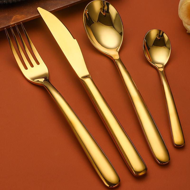 304 stainless steel European round handle Western tableware High-end restaurant hotel supplies knife fork spoon tea spoon