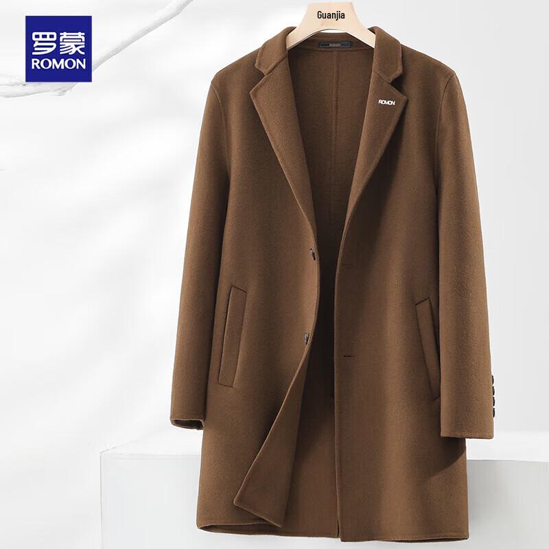 ROMON Men's Mid-Length Slim-Fit Double-Faced Wool Coat