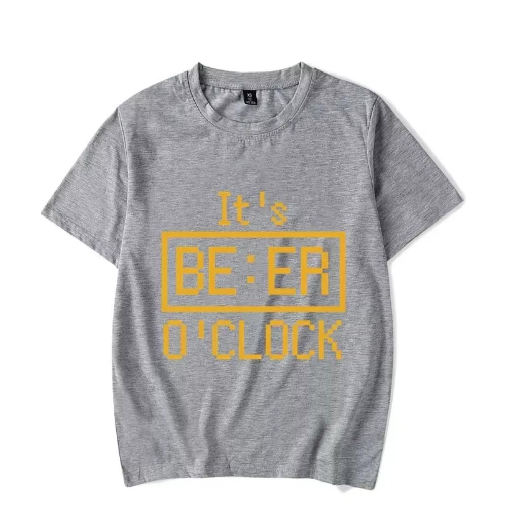Trendy Streetwear T Shirts Men Summer Short Sleeve Basic Tees Harajuku Vintage T Shirt Its Beer Clock Graphic Tops Men Clothing