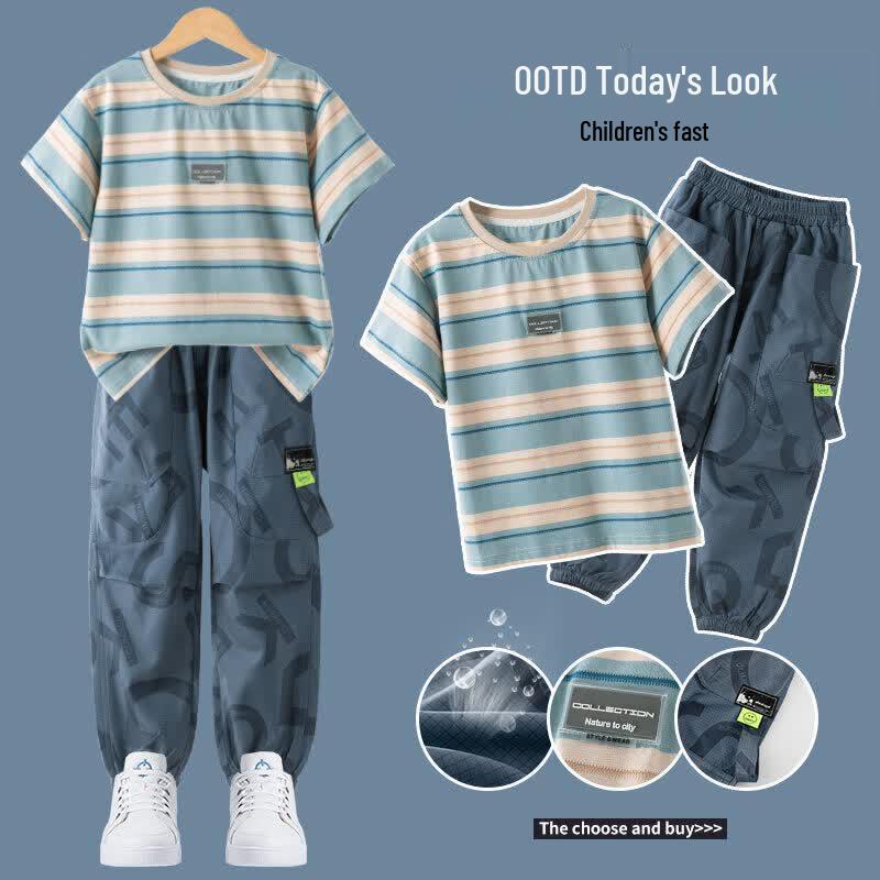 Moonkids Boys  Summer Striped Short-Sleeve T-Shirt 140cm