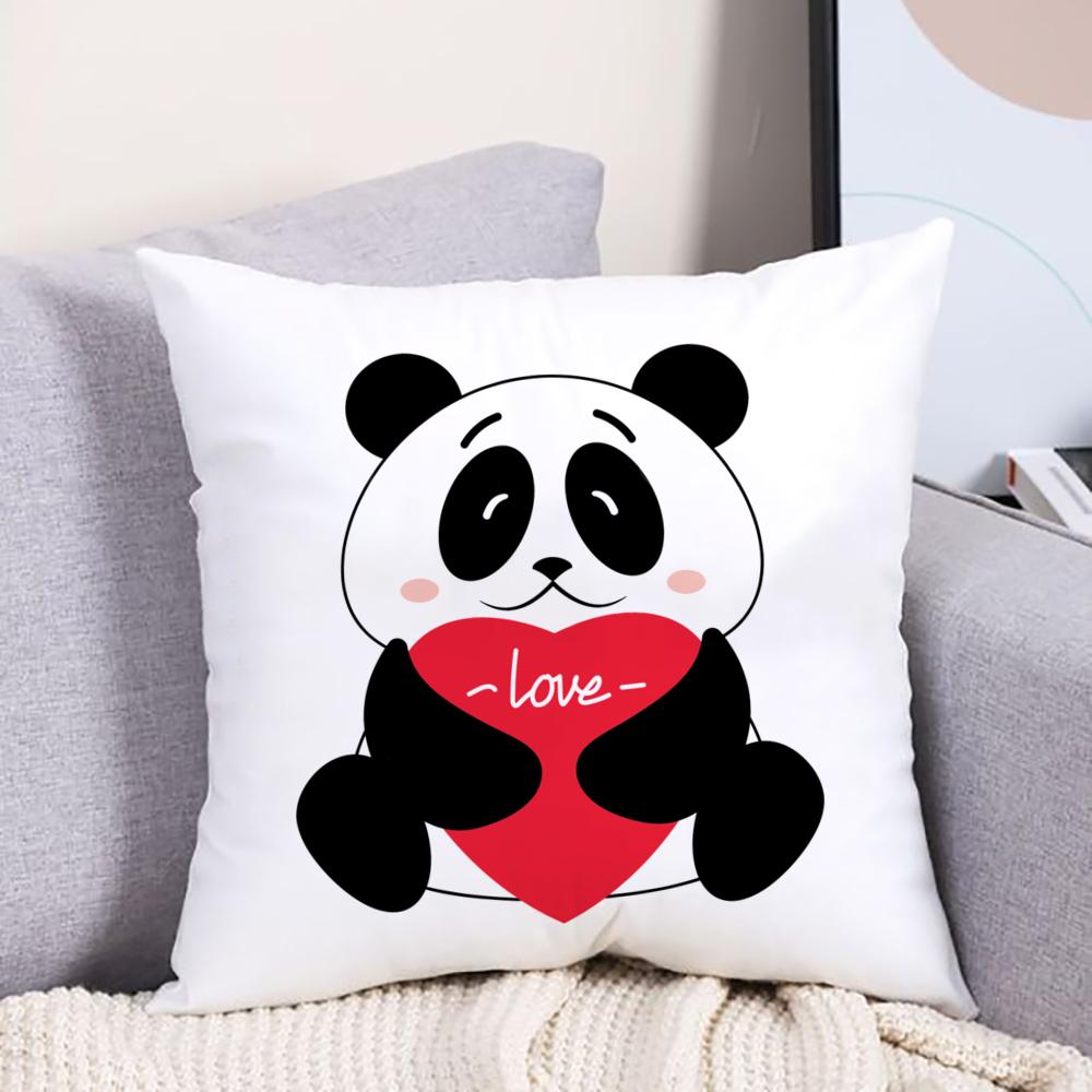 Panda Love Pillow Case Cushion Cover for Children Room Soft Pillowcase Bedroom Party Decoration Housewarming Birthday Gifts