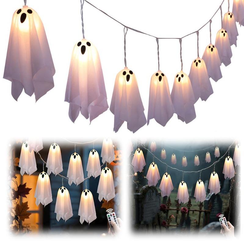 Haunted House Decor Halloween Ghost White Ghost Hanging Light Ghosts Horror Props for Halloween Party White Flying Ghosts