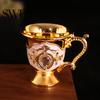 Visual Effect Beautiful Retro Teacup Style Zinc Alloy Mini Cup Exquisite Rhinestone Decor for Home Liquor