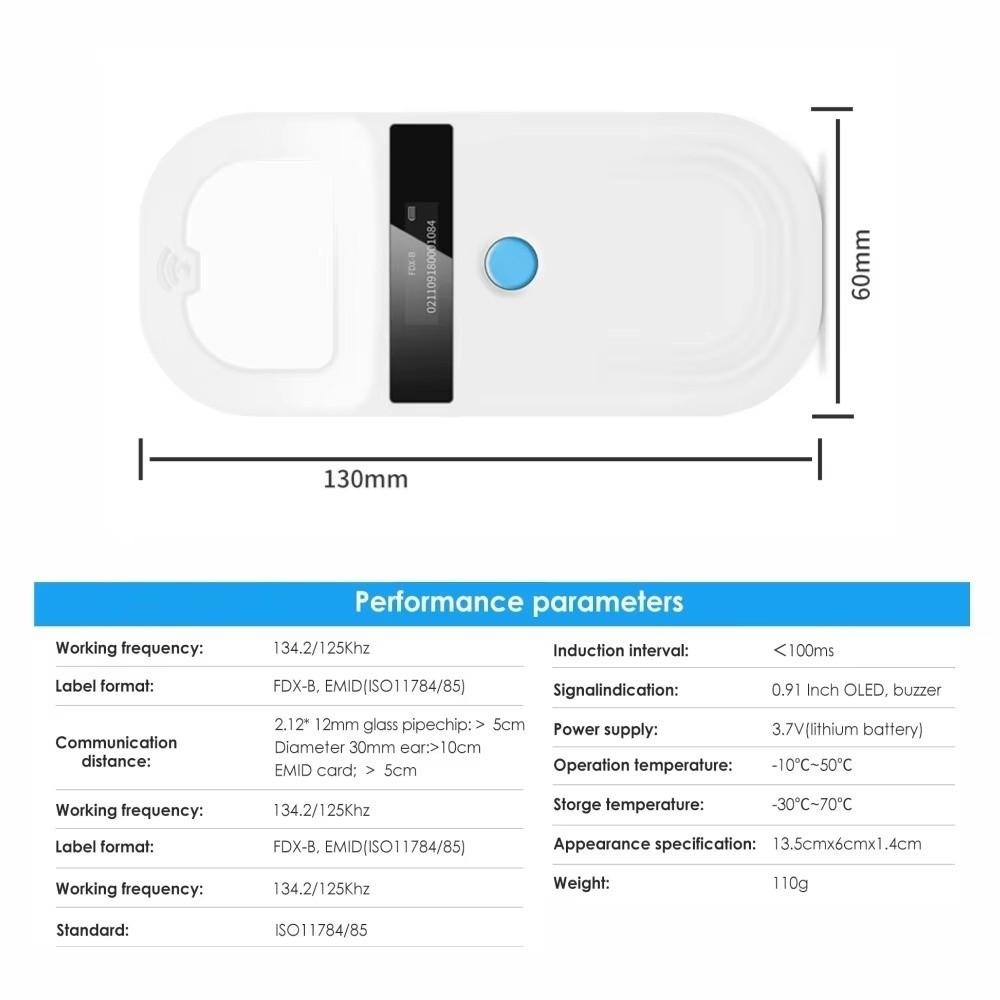 Scanner per Microchip per Animali a Frequenza 134.2KHz Scanner per Chip Animali USB Bluetooth Identificazione Animale