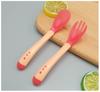 2PC Set Spoon and Fork Temperature induction spoon soft silicone Tableware Feeding Dishes Cheap Utensils Solid Feeding