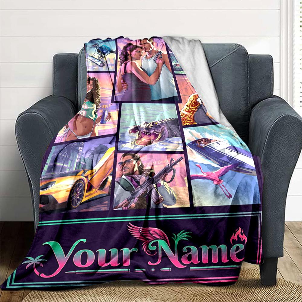 Grand Theft Auto Customize Text Blanket Lightweight Customizable Blanket Warmthful Decor Throw For Home Decor Office Chair Office Chair