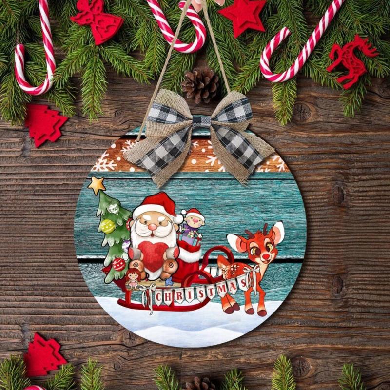 Christmas Wood Pendant Snowmans Gnome Christmas Tree Hanging Ornament for Festival Holiday Party Backdground Decor